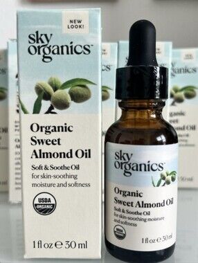 Organic Sweet Almond Oil - Sky Organics - 1 fl oz Dropper Bottle NEW In Box!